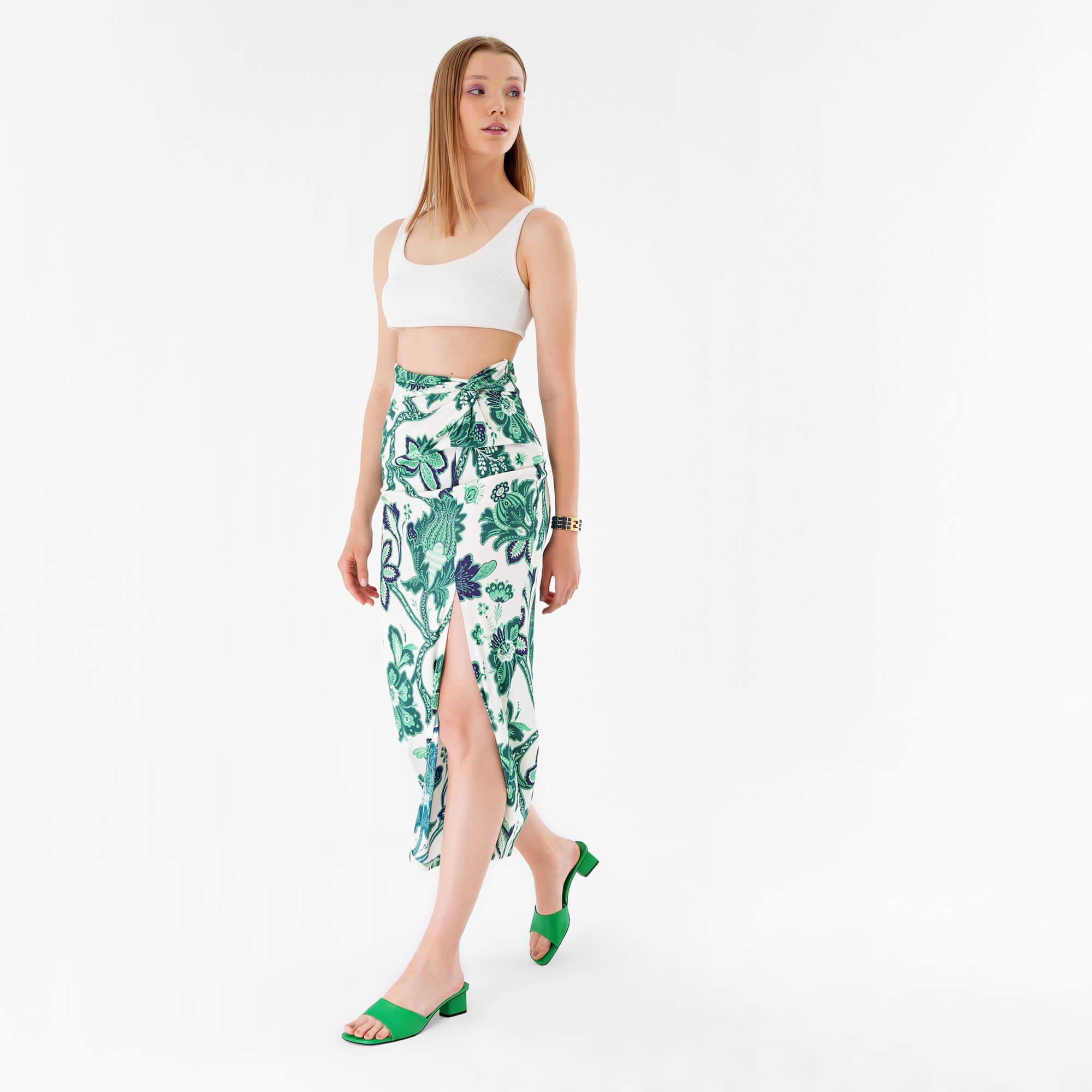 Etro - Green Tree of Life Print Wrap Skirt IT42